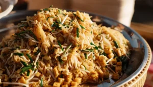 Prato de Pad Thai servido no Festival das Lanternas em Chiang Mai.