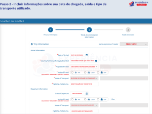 formulário DTAC Tailândia dados do voo e datas de entrada e saída