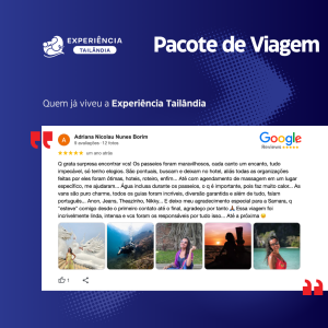 Avaliação sobre pacote completo com passeios, hospedagem e apoio cultural