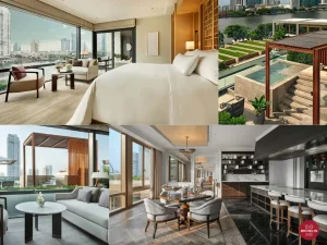 Suíte de luxo com varanda e vista para o Chao Phraya no Capella Bangkok