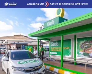 Pickup do Grab no aeroporto de chiang Mai, tailandia