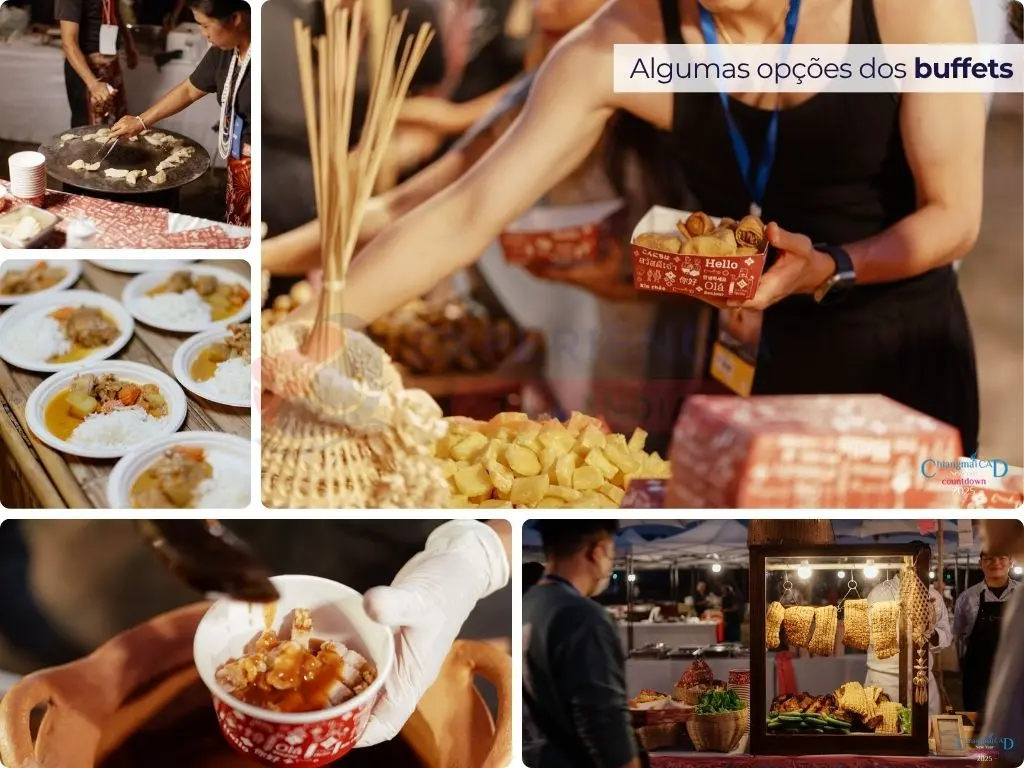 Réveillon na Tailândia: buffet para voce escolher o que gosta de comer.