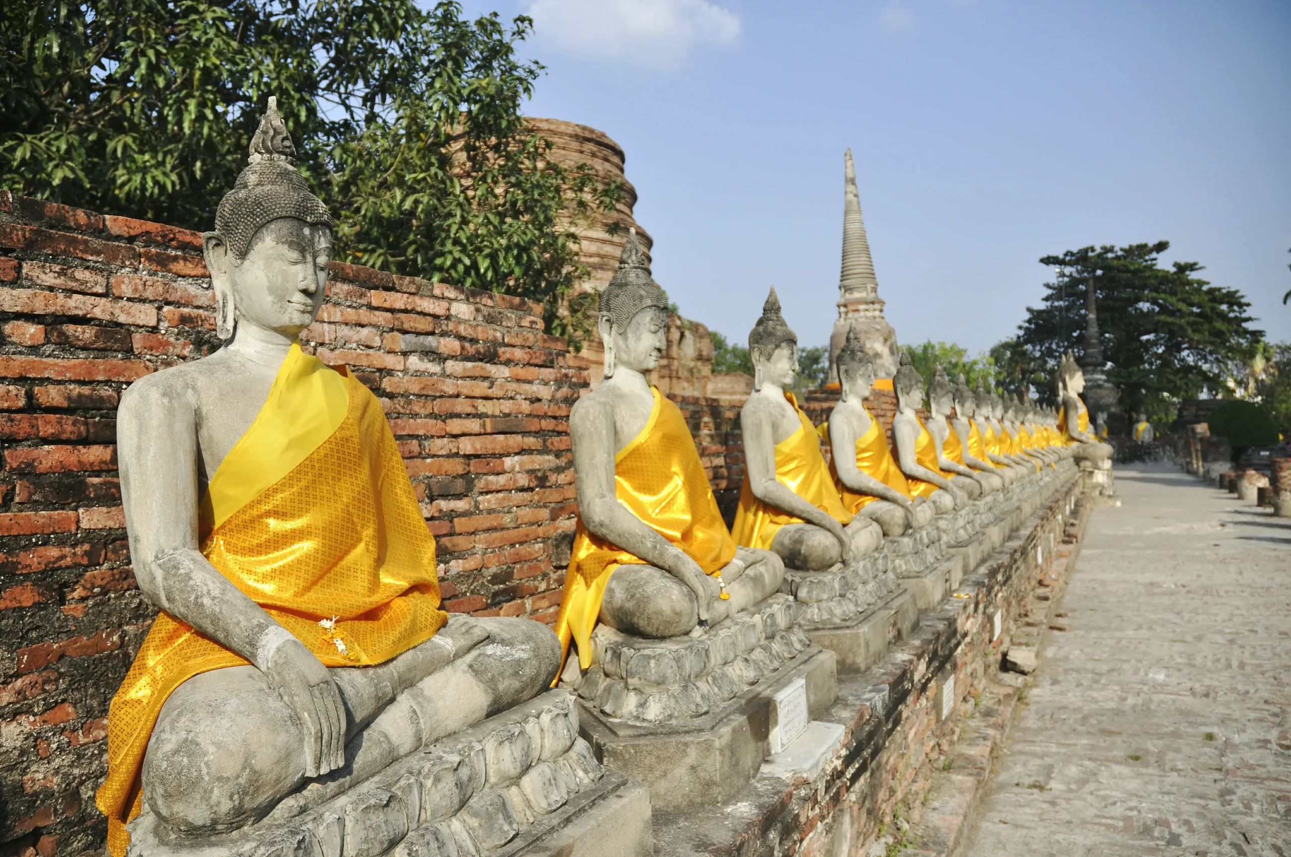 Ruínas históricas dos antigos templos de Ayutthaya, na Tailândia, Patrimônio Mundial da UNESCO.
