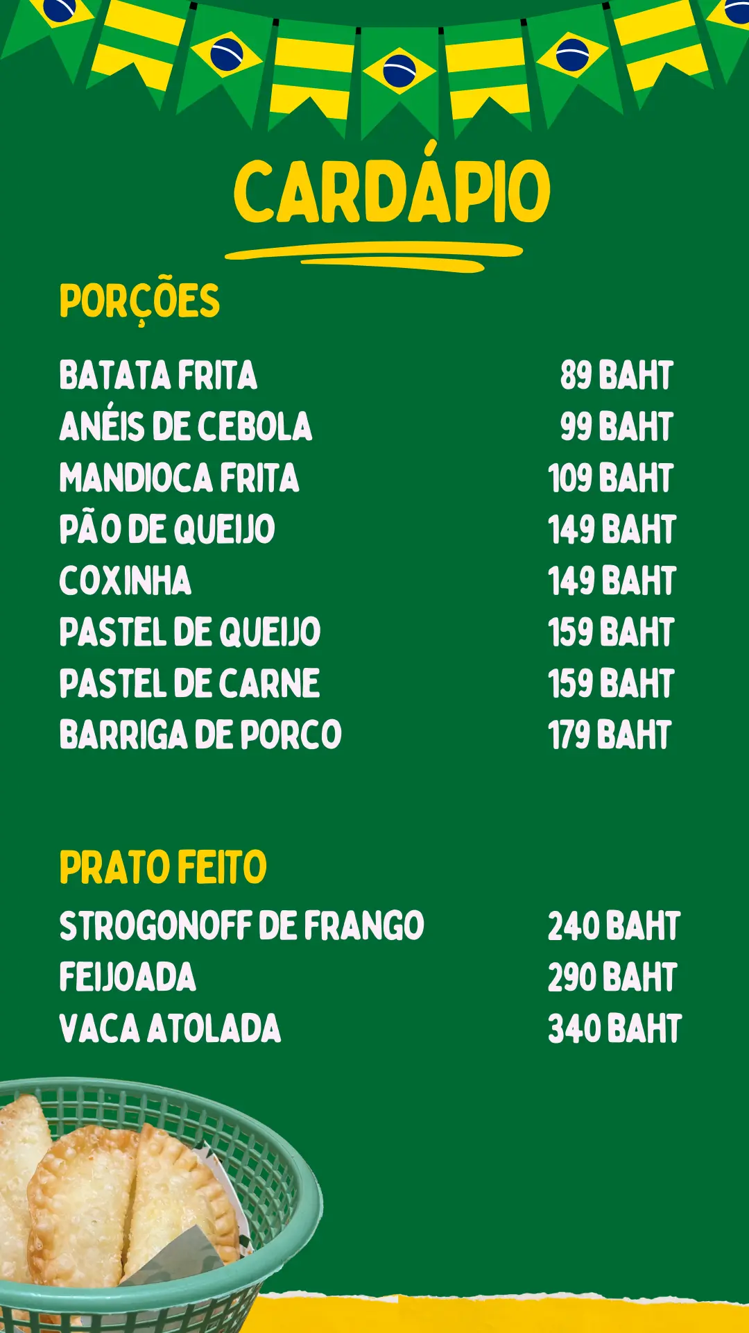 Cardapio Restaurante Brasileiro na Tailandia